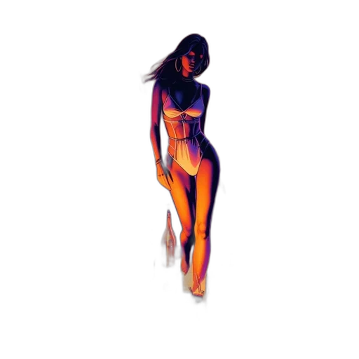 dress, concept art, pixel art, 3d render, watercolor, neon lights, neon, golden transparent PNG cut-out