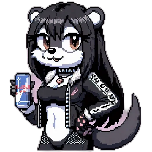 animal, pixel art, cartoon, vaporwave, anime, monochrome, dark, pixel transparent PNG cut-out