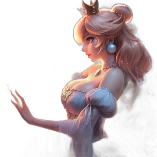 dress, crown, staff, fantasy art, concept art, anime, pixel art, pastel transparent PNG cut-out