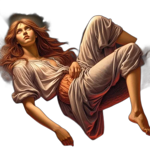 fantasy art, photorealistic, oil painting, concept art, woman, white, semi-transparent, dress transparent PNG cut-out