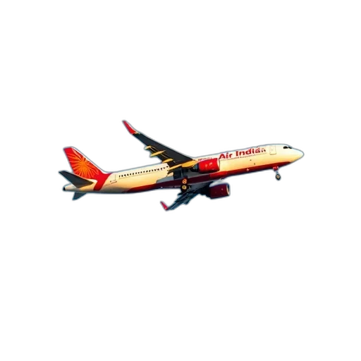 3d render, red, white, airplane, word, air, india, side transparent PNG cut-out