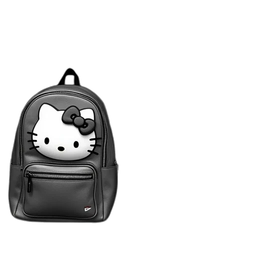 3d render, concept art, monochrome, hello, kitty, backpacks, black, white transparent PNG cut-out