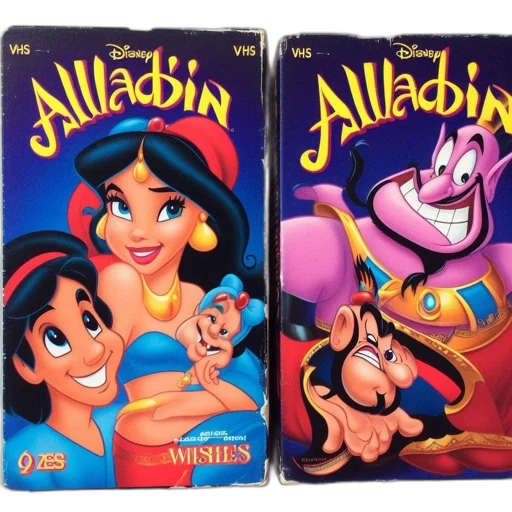 fire, two, vhs, tapes, aladdin, feature, different, movie transparent PNG cut-out