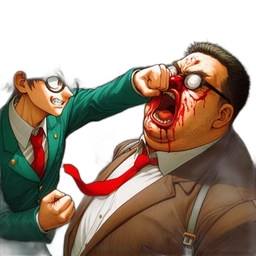 staff, concept art, comic book art, photorealistic, two, contrasting, characters, face transparent PNG cut-out