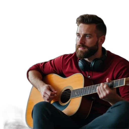 jacket, photorealistic, concept art, cartoon, man, beard, sitting, couch transparent PNG cut-out
