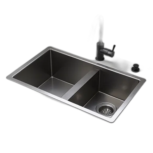 furniture, jewelry, anodized, stainless, steel, two, compartment, sink transparent PNG cut-out