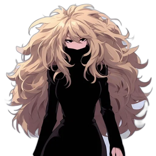 hair, dress, mask, creature, anime, pixel art, cartoon, concept art transparent PNG cut-out