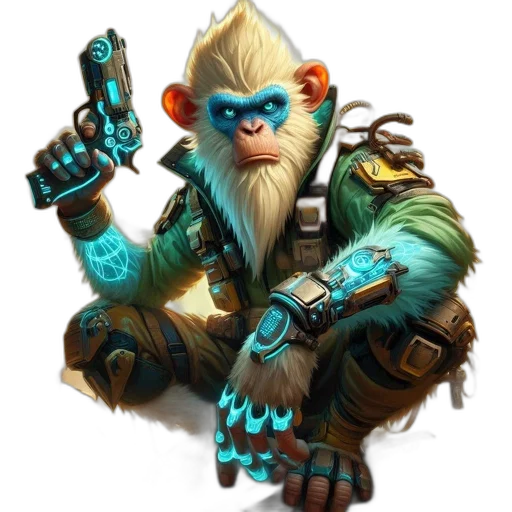 staff, weapon, concept art, fantasy art, 3d render, green, anthropomorphic, primate transparent PNG cut-out