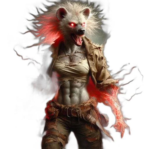creature, animal, concept art, fantasy art, cyberpunk, comic book art, red, anthropomorphic transparent PNG cut-out