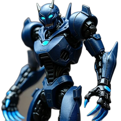robot, weapon, 3d render, concept art, comic book art, fantasy art, blue, detailed transparent PNG cut-out