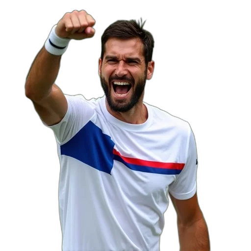 male, tennis, player, celebrating, point, court, raising, his transparent PNG cut-out