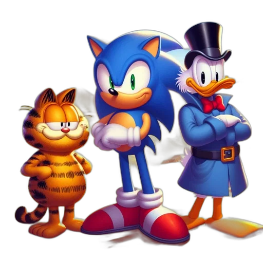 animal, pixel art, concept art, comic book art, 3d render, fire, garfield, sonic transparent PNG cut-out