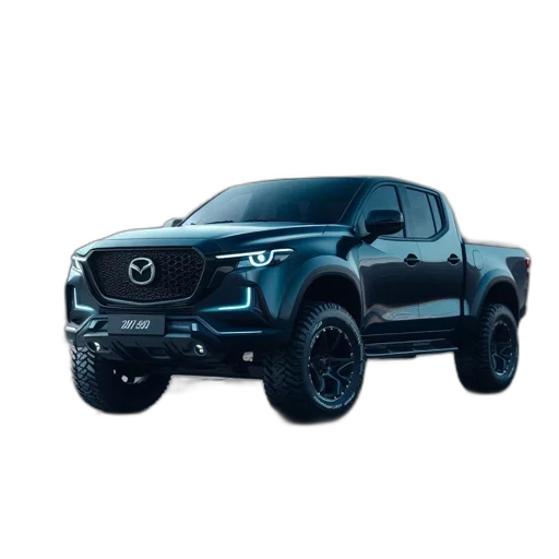 car, 3d render, photorealistic, modern, mazda, pickup, truck, large transparent PNG cut-out