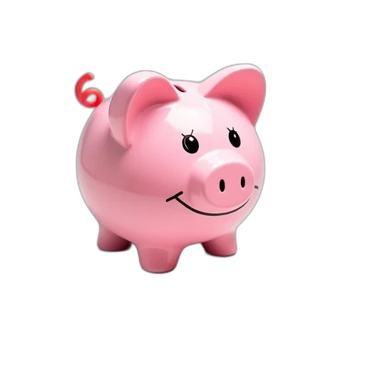 3d render, concept art, photorealistic, pink, piggy, bank, smiling, face transparent PNG cut-out