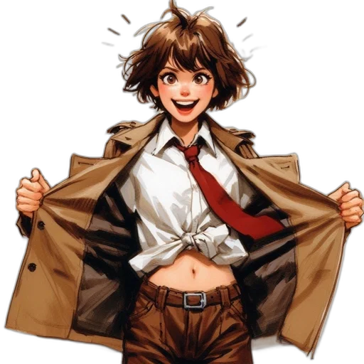 jacket, staff, weapon, umbrella, comic book art, concept art, anime, cartoon transparent PNG cut-out