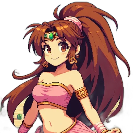 staff, dress, jewelry, weapon, anime, pixel art, fantasy art, concept art transparent PNG cut-out
