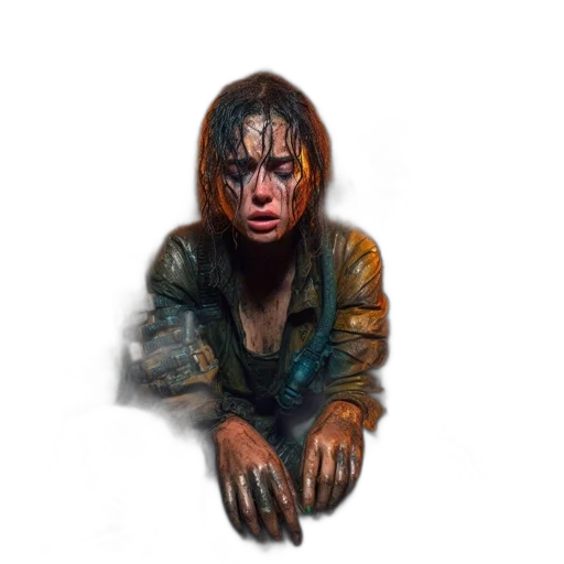 jacket, face, creature, concept art, photorealistic, comic book art, watercolor, rain transparent PNG cut-out