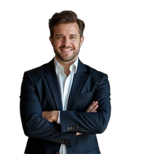 staff, jacket, face, photorealistic transparent PNG cut-out