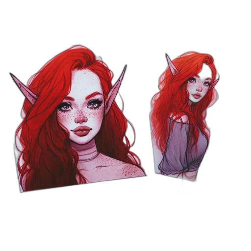 fantasy art, concept art, pixel art, comic book art, red, two, prints, feature transparent PNG cut-out