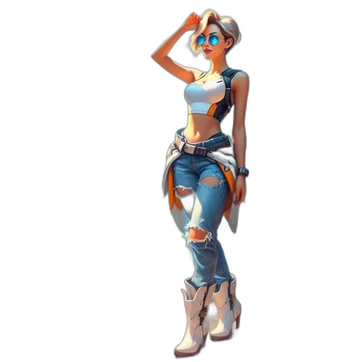 robot, weapon, dress, concept art, fantasy art, 3d render, pixel art, blue transparent PNG cut-out