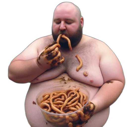 food, animal, creature, weapon, concept art, photorealistic, man, bald transparent PNG cut-out