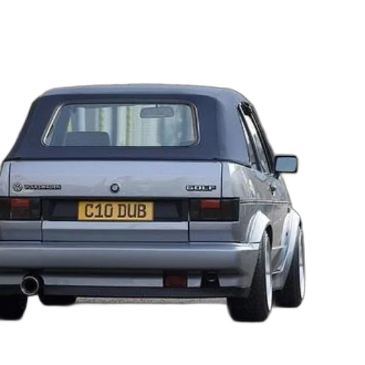 car, 3d render, silver, volkswagen, golf, convertible, custom, license transparent PNG cut-out