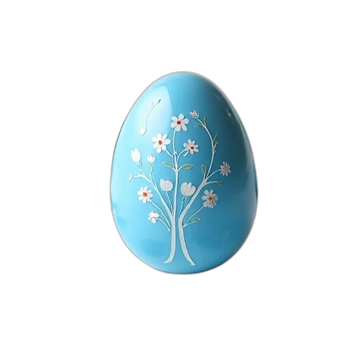 jewelry, 3d render, photorealistic, blue, ceramic, egg, floral, pattern transparent PNG cut-out