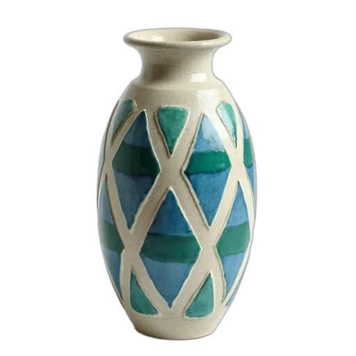 bottle, 3d render, ceramic, vase, textured, surface, pattern, blue transparent PNG cut-out