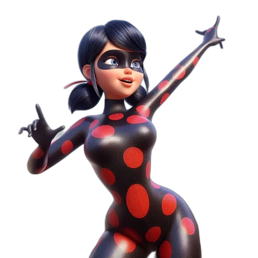 concept art, 3d render, comic book art, cartoon, animated, woman, long, black transparent PNG cut-out