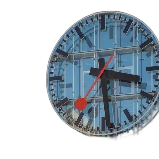 3d render, large, clock, hands, pointing, glass, building transparent PNG cut-out