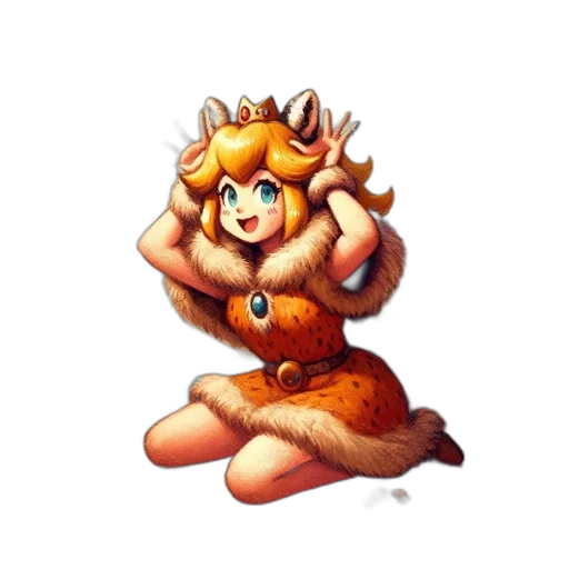 crown, dress, animal, staff, pixel art, concept art, fantasy art, 3d render transparent PNG cut-out