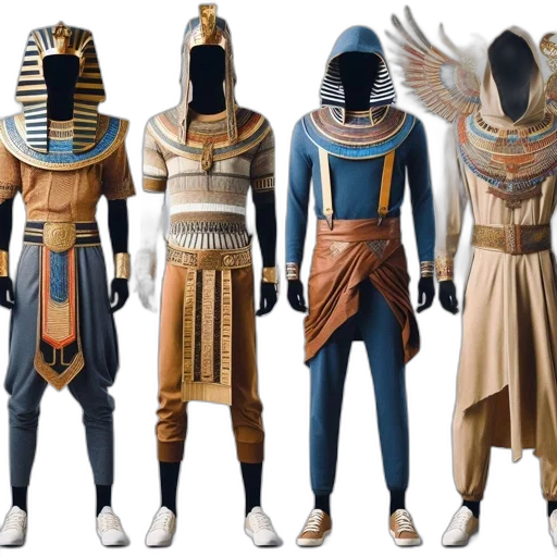 concept art, fantasy art, earth tones, golden, four, mannequins, don, elaborate transparent PNG cut-out