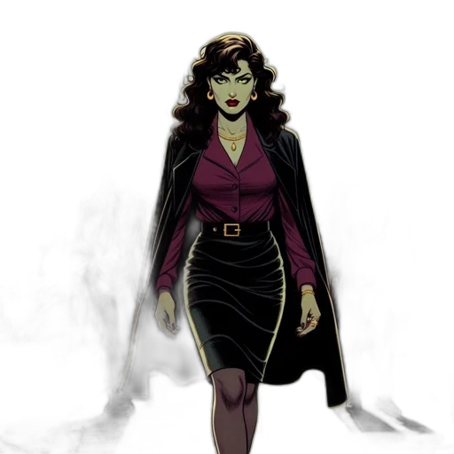 dress, comic book art, concept art, cartoon, fantasy art, dark, green, earth tones transparent PNG cut-out