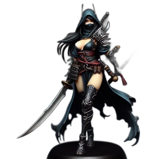 sword, concept art, fantasy art, 3d render, comic book art, dark, armored, female transparent PNG cut-out