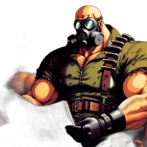 concept art, comic book art, muscular, man, green, jumpsuit, wearing, goggles transparent PNG cut-out