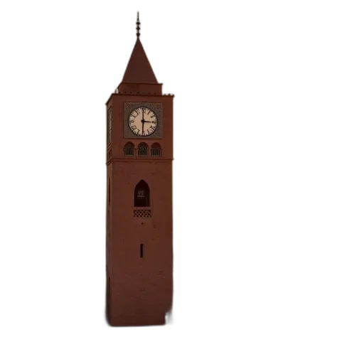 3d render, clock, tower, evening transparent PNG cut-out