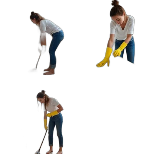 staff, weapon, collage, various, cleaning, tasks, being, performed transparent PNG cut-out