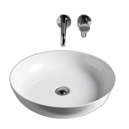 3d render, photorealistic, modern, white, sink, single, chrome, faucet transparent PNG cut-out