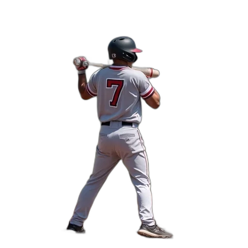weapon, staff, baseball, player, bat, holding, over, his transparent PNG cut-out