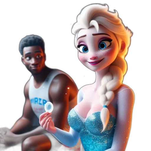 dress, crown, 3d render, concept art, cartoon, comic book art, underwater, snow transparent PNG cut-out
