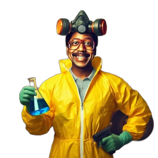 jacket, staff, mask, concept art, man, yellow, hazmat, suit transparent PNG cut-out