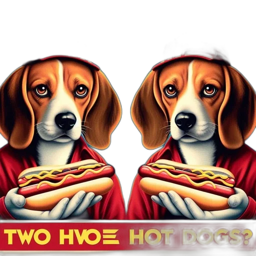 food, photorealistic, pixel art, concept art, comic book art, two, beagle, dogs transparent PNG cut-out