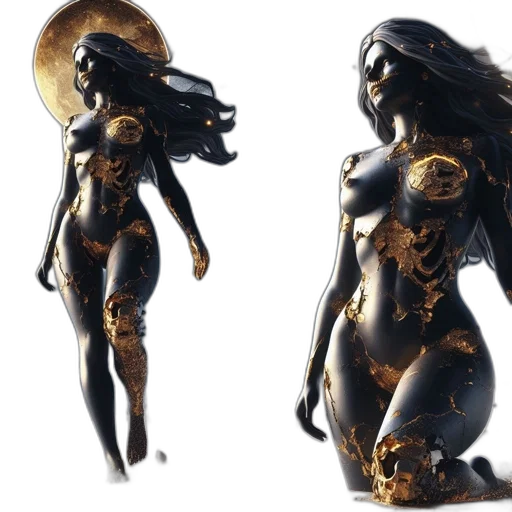 jewelry, dress, concept art, 3d render, fantasy art, comic book art, golden, dark transparent PNG cut-out