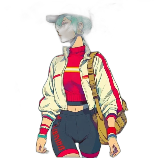 jacket, robot, hat, mask, concept art, anime, watercolor, cyberpunk transparent PNG cut-out