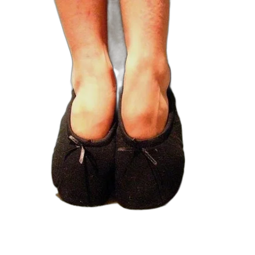 shoes, umbrella, 3d render, person, wearing, black, slippers, bows transparent PNG cut-out