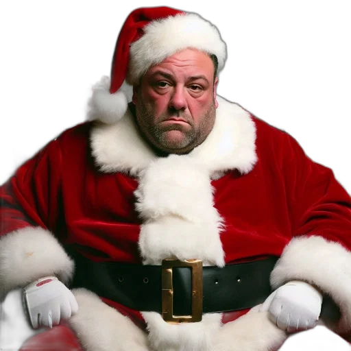 disgruntled, santa, claus, full, costume, rests, against, festive transparent PNG cut-out