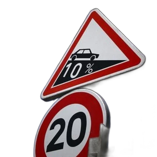 3d render, photorealistic, red, white, triangular, sign, car, number transparent PNG cut-out
