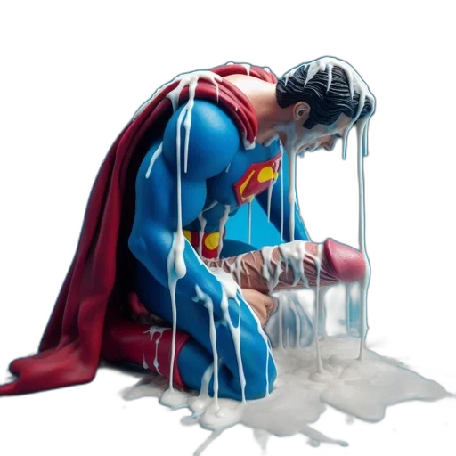 comic book art, concept art, photorealistic, 3d render, underwater, superman, figurine, depicted transparent PNG cut-out
