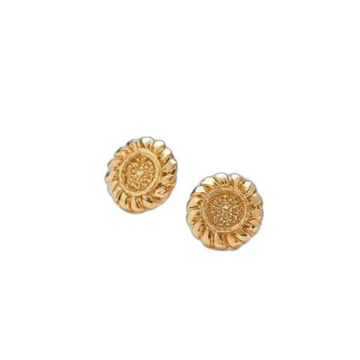jewelry, pair, gold, earrings, detailed, design, displayed, white transparent PNG cut-out