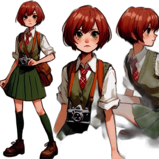 dress, concept art, anime, pixel art, photorealistic, red, earth tones, green transparent PNG cut-out